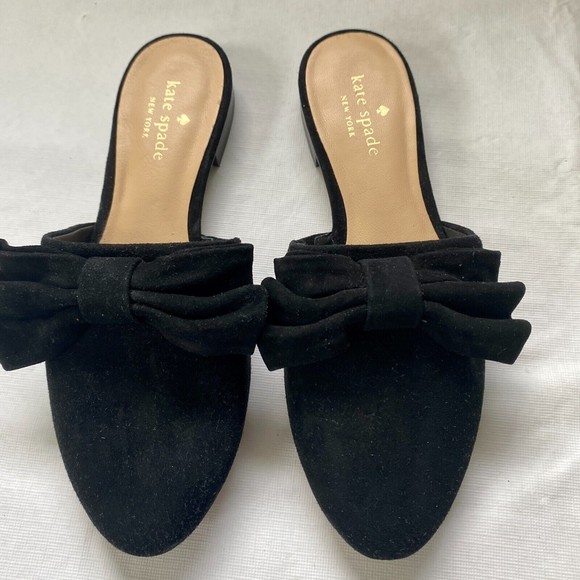 Kate Spade Black Mules Classic Suede Design - Picture 3 of 9